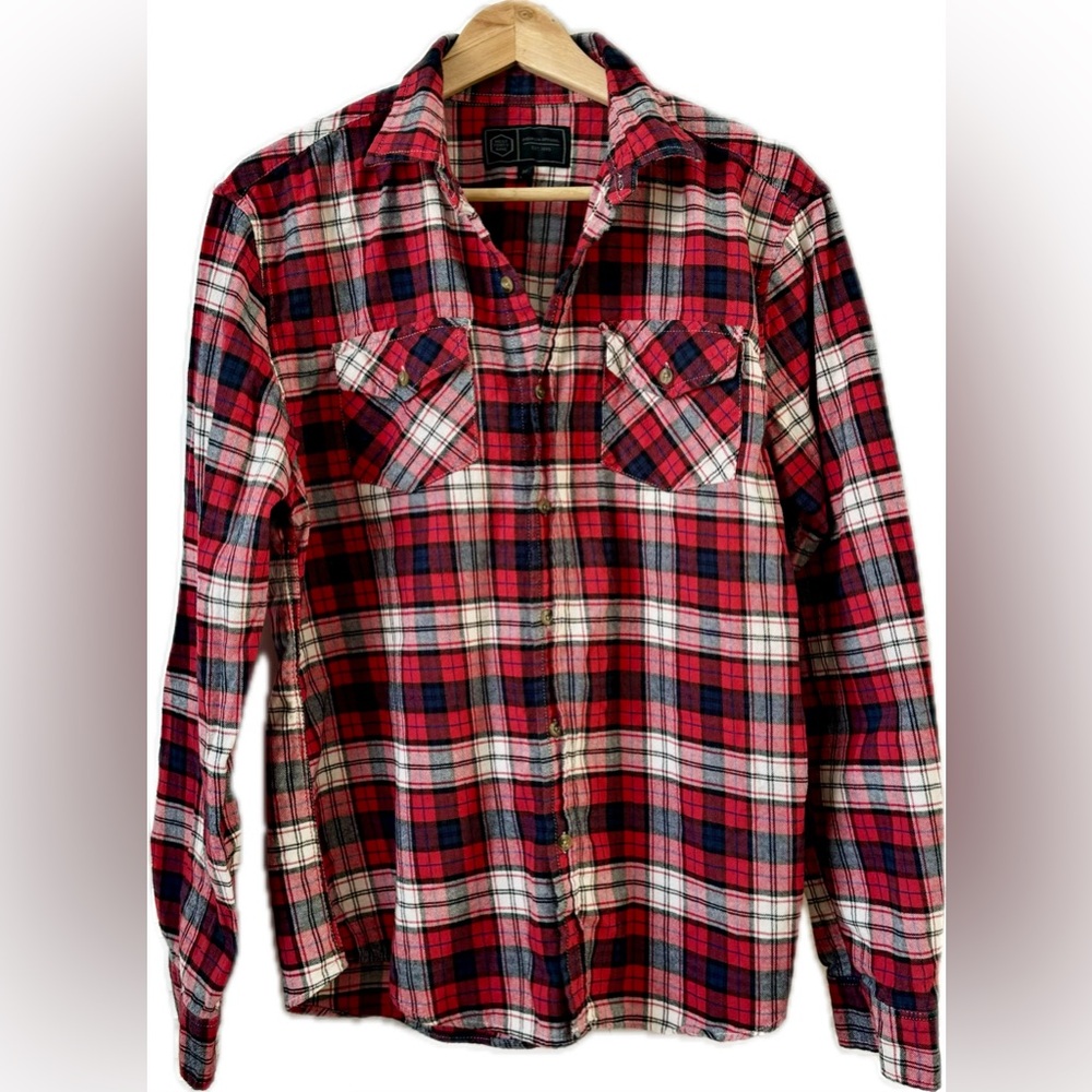 West49 Red and White Plaid Flannel